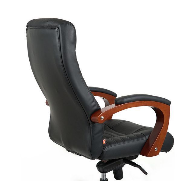 Крісло офісне Атлант для керівника з деревом і фіксацією спинки Чорний (Шкіра LC-A) 9639 фото